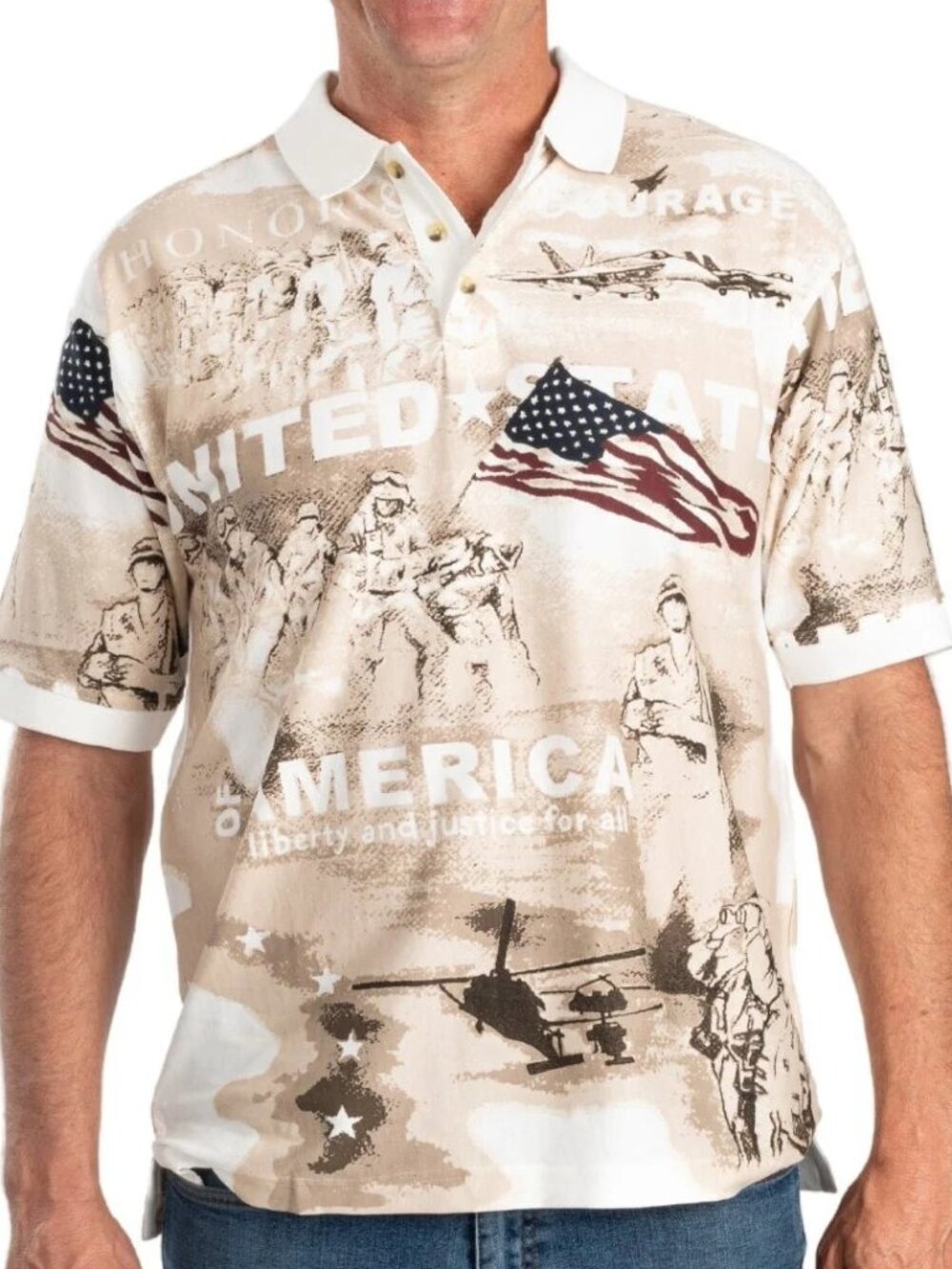 Norman Flag Military Tribute Polo Shirt Patriotic USA 3XL NWT